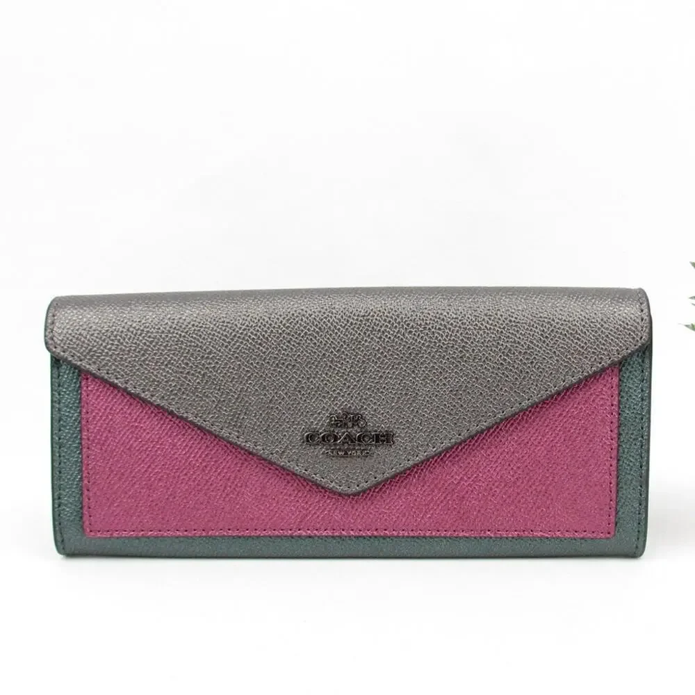 Coach Super Rare Color Soft Wallet In Colorblock